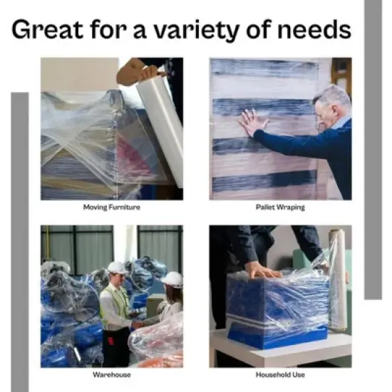 PSBM 4 Rolls Dark White Cast Hand Pallet Stretch Wrap 18" x 1000 Ft. x 100 Gauge image {4}