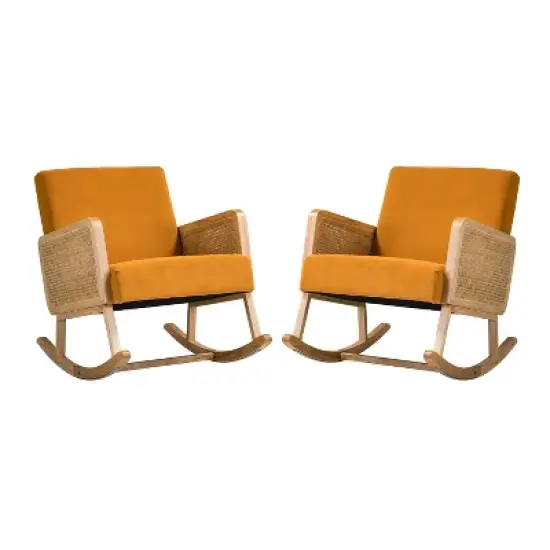 Set of 2 Adena Rocking Accent Chair with Rattan Arms | Karat Home image {10}