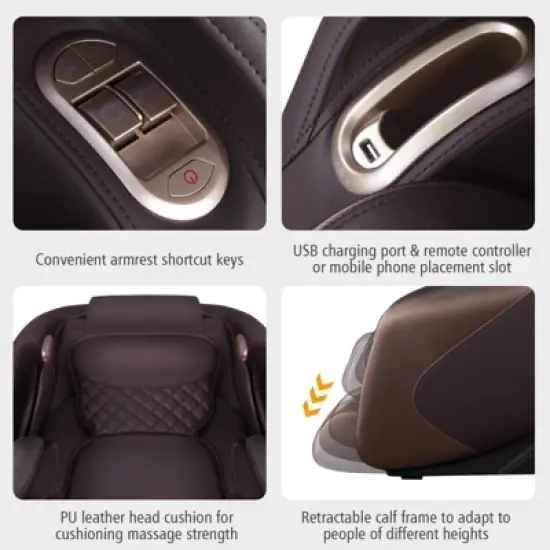 Relaxe Zero Gravity Shiatsu Massage Chair with Heating (SL-Track)  Brown/Coffee image {4}