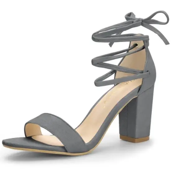 Allegra K Women's Tie Up Strappy Chunky High Heels Sandal image {16}