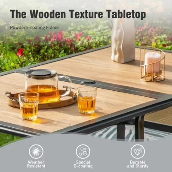 Captiva Designs 7pc Patio Dining Set with Steel Frame Rectangle Table & C-spring Sling Chairs image {9}