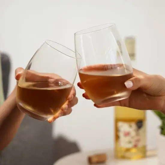 True Vino White Wine Glasses, Stemless Drinking Glasses Wine Gifts, Dishwasher Safe Glass Wine Cups 18oz All Purpose Wine Glasses Set of 4 image {4}