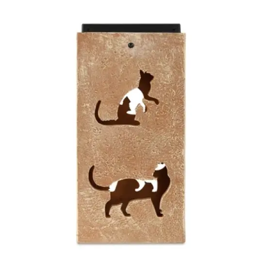 Techko Maid LED Solar 10.8" Portable Cat Cut Out Decorative Outdoor Lantern Clear image {1}