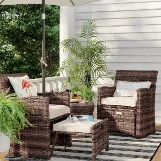 Halsted 5pc Wicker Small Space Patio Furniture Set - Threshold image {13}