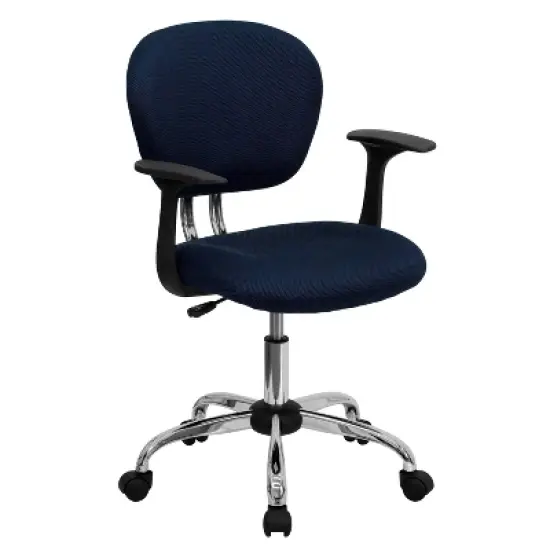 Emma and Oliver Mid-Back Mesh Padded Swivel Task Office Chair with Chrome Base and Arms image {11}