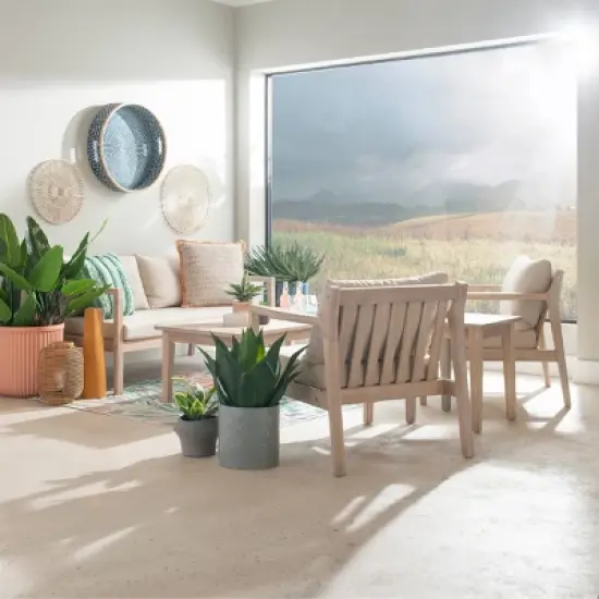 Linon 5pc Melita Acacia Conversation Set Natural image {1}