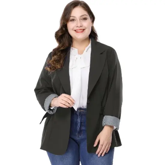 Agnes Orinda Women's Plus Size Work Fashion Notched Lapel Formal Blazer image {11}
