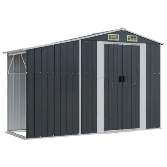 vidaXL Garden Shed Anthracite Galvanized steel, PP (polypropylene) Large image {7}