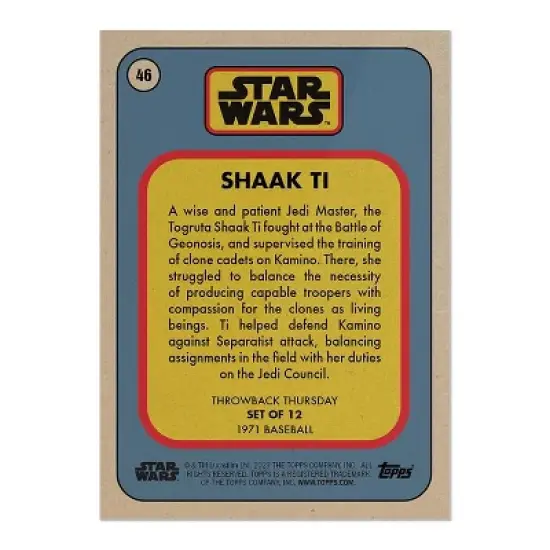 Topps Star Wars 2023 Throwback Thursday Set #16 | 1971 Baseball image {2}