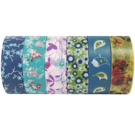 Wrapables Japanese Washi Masking Tape Collection, Premium Value Pack (Set of 6) image {28}