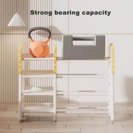 YONWAY 4-Tier Kids Bookshelf, Versatile Toy Storage Organizer with 8 Removable Storage Bins for Study Room, Bedroom, Kids Room, Classroom, Nursery image {4}