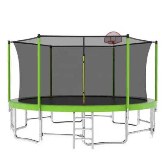 Aukfa Trampoline with Safety Enclosure Net, Outdoor Trampoline Set with Ladder for Backyard Fun for Adults/Kids image {13}