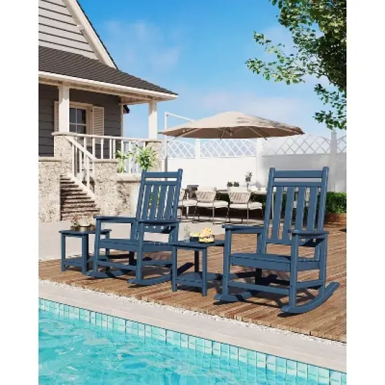 Adirondack Outdoor Rocking Chair, All Weather Patio Rocker Chair with Wide Armrests, Classic Fire Pit Chair image {6}