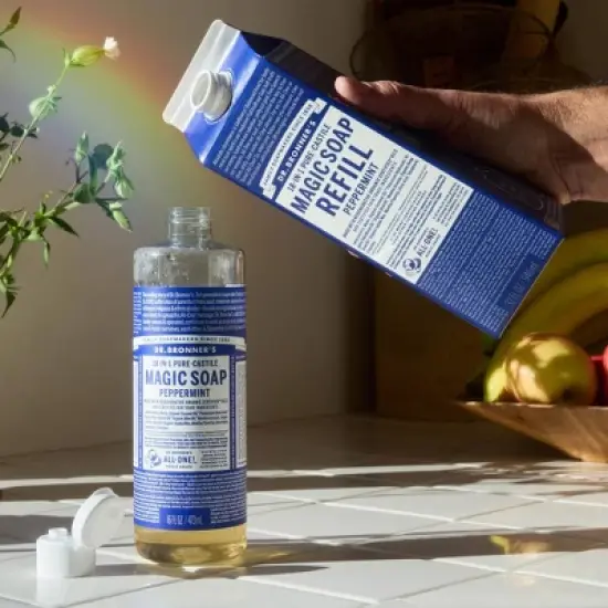 Dr. Bronner's Pure Castile Liquid Soap Bodywash Refill Carton - Peppermint - 32 fl oz image {4}