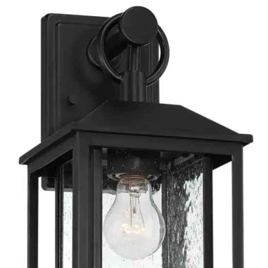 Franklin Iron Works Califa Mission Outdoor Wall Light Fixture Black Metal 15 1/4" Clear Seedy Glass for Post Exterior Barn Deck House Porch Yard Patio image {2}
