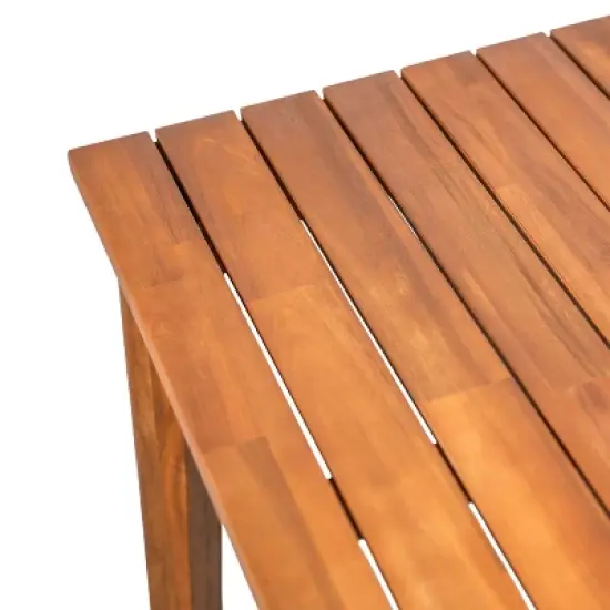 Christopher Knight Home Veronica Outdoor Rustic Acacia Wood Dining Table with Slatted Design image {5}