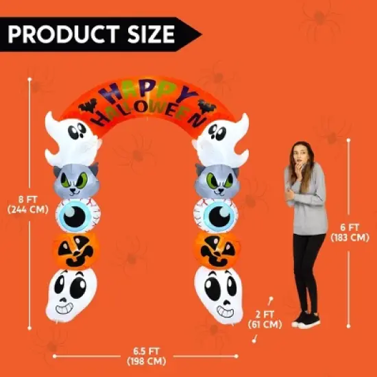 Joyfy 8 FT Tall Halloween Inflatable Outdoor Decoration, Cute Stacking Ghost Inflatable Archway with LEDs for Halloween Yard Garden Lawn Decoration image {7}