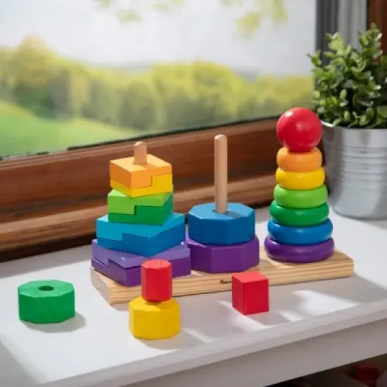 Melissa & Doug Geometric Stacker - Wooden Educational Toy image {8}