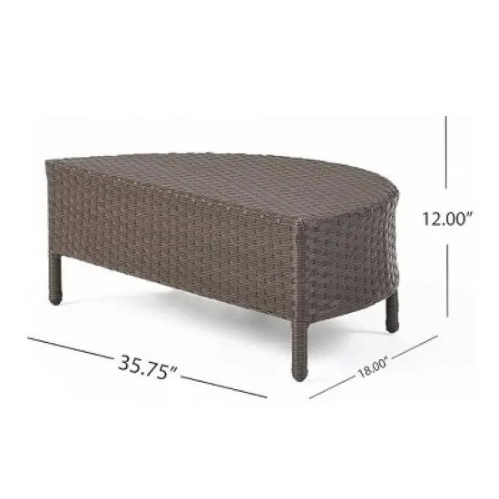 5-Piece Outdoor Wicker Half-Circle Patio Conversation Set with Cushions, Modular Sectional Sofa and Coffee Table for Backyard-The Pop Home image {4}