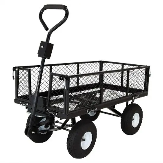 Sunnydaze Outdoor Lawn and Garden Heavy-Duty Durable Steel Mesh Utility Dump Wagon Cart with Removable Sides image {13}