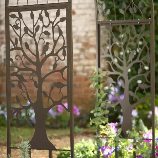 Metal Arched Garden Arbor with Tree of Life Design image {8}