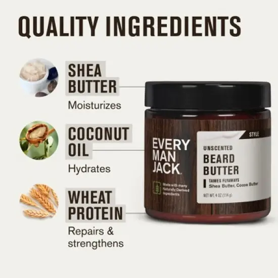 Every Man Jack Beard Butter - Unscented - 4oz image {6}