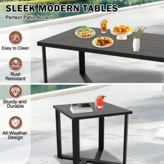 EAGLE PEAK Urban Slate 7 Piece Modern Outdoor Patio Furniture Set, Couch, Swivel Rocking Chairs, Patio Chairs, Coffee Table, and Side Table image {6}