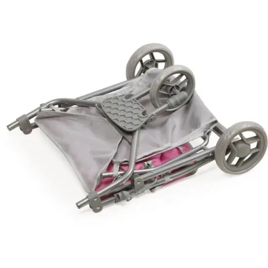 Badger Basket Trek 3-Wheel Folding Twin Doll Jogging Stroller - Gray/Pink image {5}