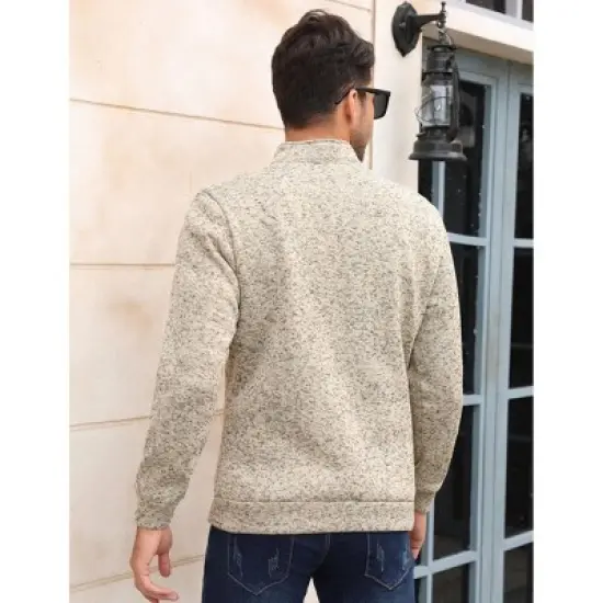 Men's Mock Neck Button-Front Sweatshirt - Long Sleeve Fleece Pullover with Chest Pocket image {5}