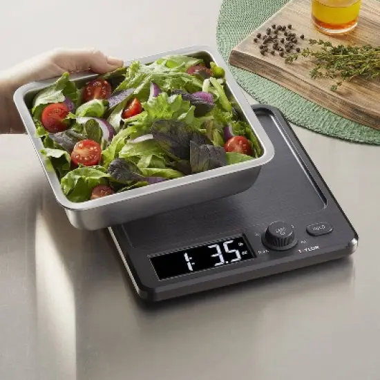 Taylor 22lb Stainless Steel Digital Kitchen Food Scale with Container Black/Gray: Oversized Display, 22lb Capacity image {7}