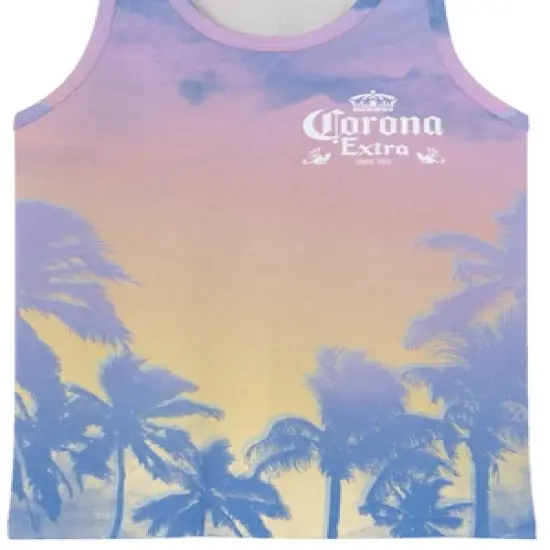Corona Extra Palms Watercolor Crew Neck Sleeveless Men's Tank Top image {2}