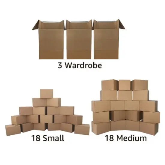 UBMOVE 3 Room Wardrobe Kit-3 with 36 Moving Boxes and Packing Supplies image {2}