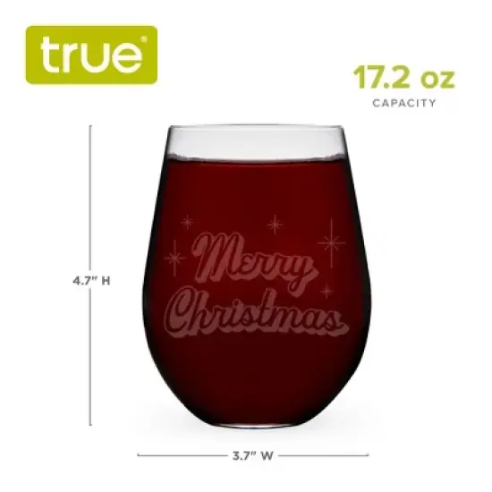 Merry Christmas Stemless Wine Glass by True image {2}