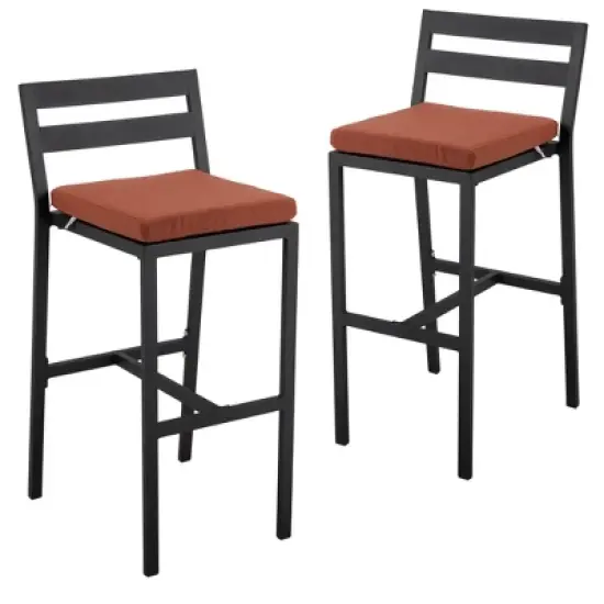LeisureMod Chelsea Collection Modern Aluminum Outdoor Bar Chair Set of 2 &ndash; Black Patio Seating for Decks, Balconies, Porches, and Outdoor Spaces image {21}