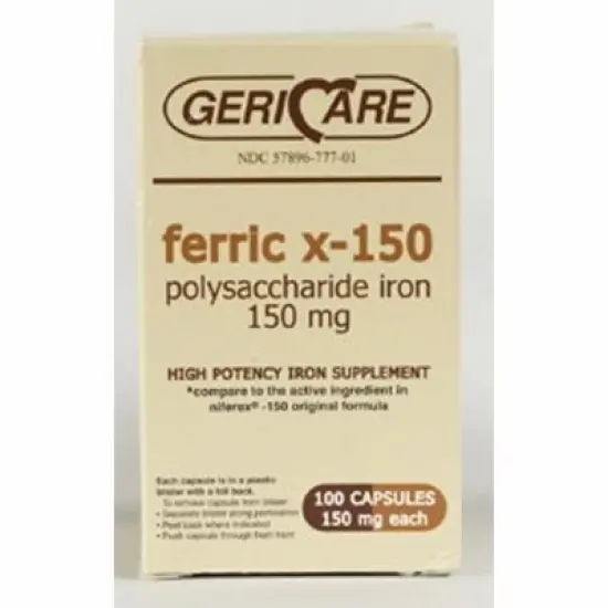 Geri Care Ferric X-150 Polysaccharide Iron Capsules, 100 Count image {1}