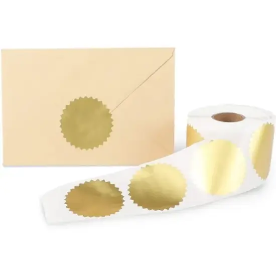 Stockroom Plus 500-Piece Round Metallic Gold 2-inch Mailing Labels Stickers Roll, Envelope Seals image {2}