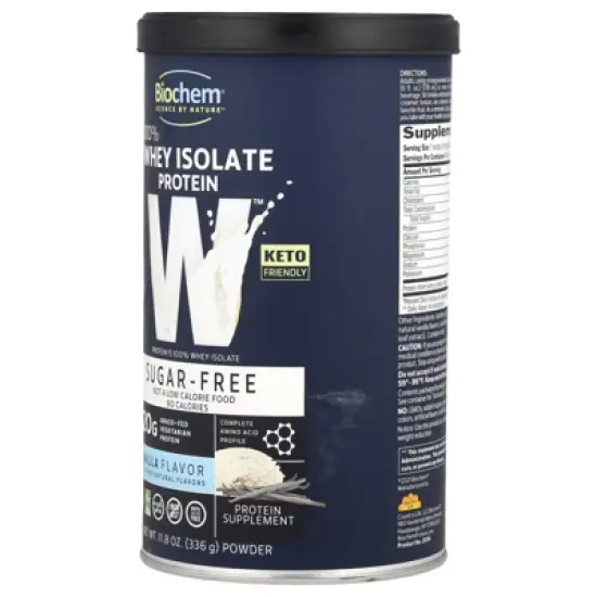 Biochem 100% Whey Isolate Protein, Sugar Free, Vanilla, 11.8 oz (336 g) image {2}