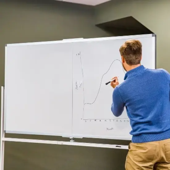 Sunnydaze Double-Sided Magnetic Mobile Whiteboard with Markers - 73.75" W x 21" D x 77" H image {8}