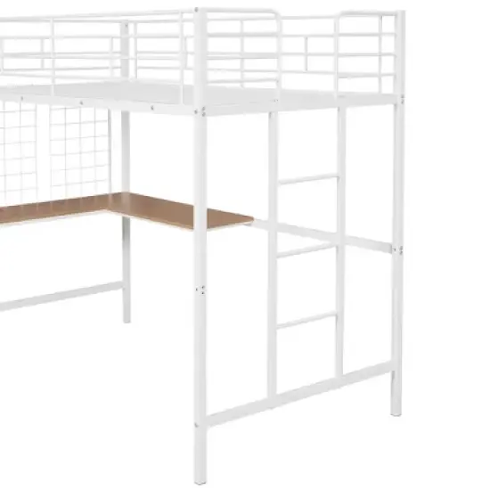 Twin Metal Loft Bed with Desk and Metal Grid - ModernLuxe image {10}