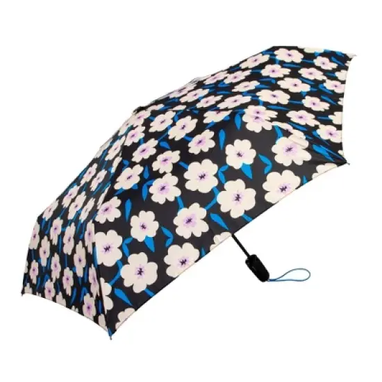ShedRain Auto Open Auto Close Compact Umbrella - Black Floral image {2}