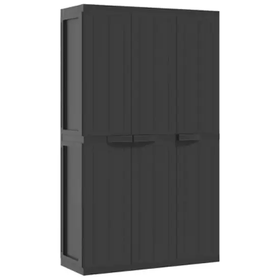 vidaXL Outdoor Storage Cabinet Black - 38.2"x14.6"x65" - Weather Resistant Polypropylene Utility Garden Cupboard image {12}