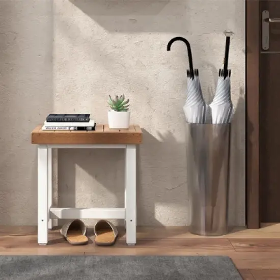 Costway 18'' x 12'' Heavy Duty HDPE Waterproof Shower Bench Spa Bath Shower Stool Brown & Off White image {3}