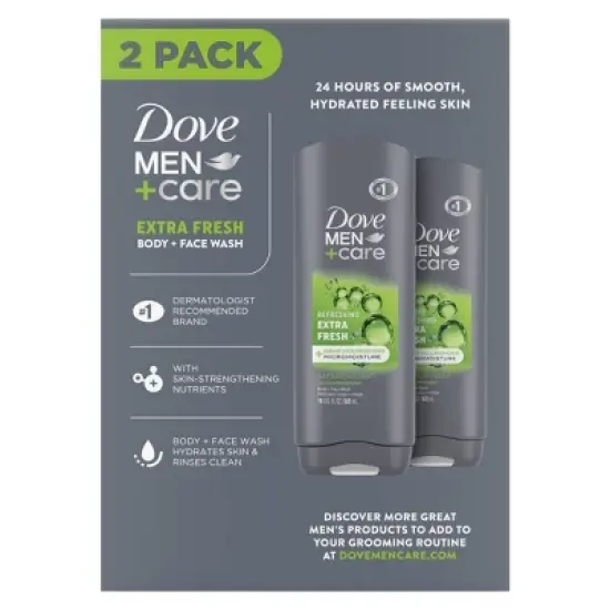 Dove Men+Care Extra Fresh Micro Moisture Cooling Body Wash - 18 fl oz/2pk image {1}