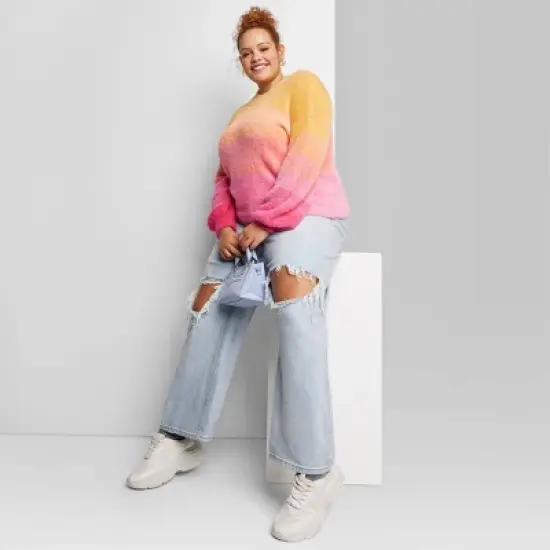 Women's Mock Turtleneck Fuzzy Boxy Pullover Sweater - Wild Fable&trade; image {5}