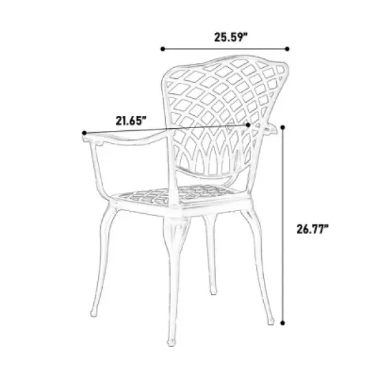 SKRAN 25'' Set of 3 Bistro Set Table and Chairs,Outdoor Patio Set,Rust Proof Cast Aluminum Bistro Set for Outdoor, Garden, Patio, backyard Black image {2}