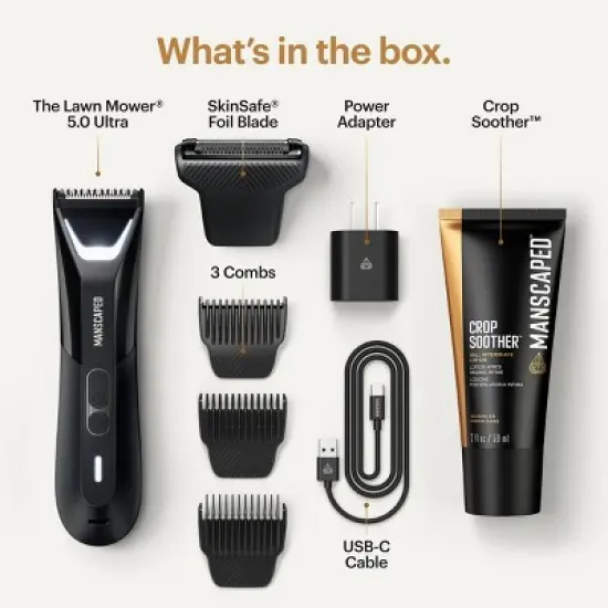 MANSCAPED The Lawn Mower 5.0 Ultra Essentials Kit, SkinSafe Electric Groin and Body Hair Trimmer, Men's Grooming Gift Set image {2}