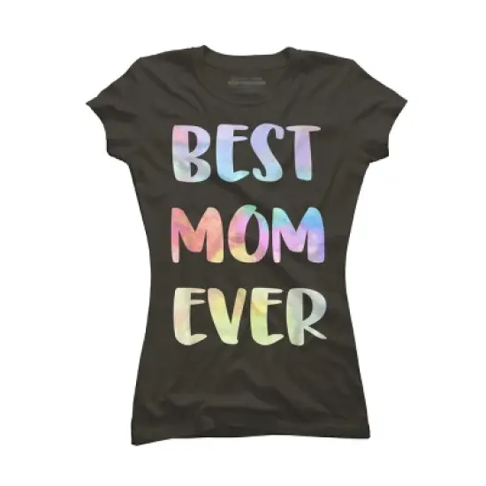 Junior's Design By Humans Best Mom Ever Rainbow Bubble Text By MiuMiuShop T-Shirt image {4}