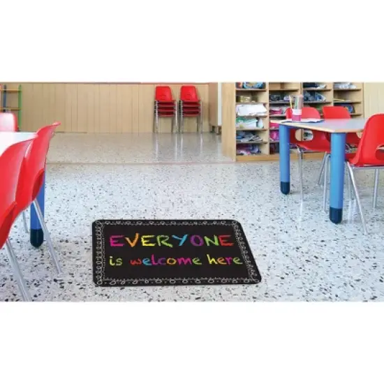 Smart Poly&reg; Welcome Mat with Slip Resistant Backing, 15.5" x 23.5", Chalk Loops Everyone Welcome image {2}
