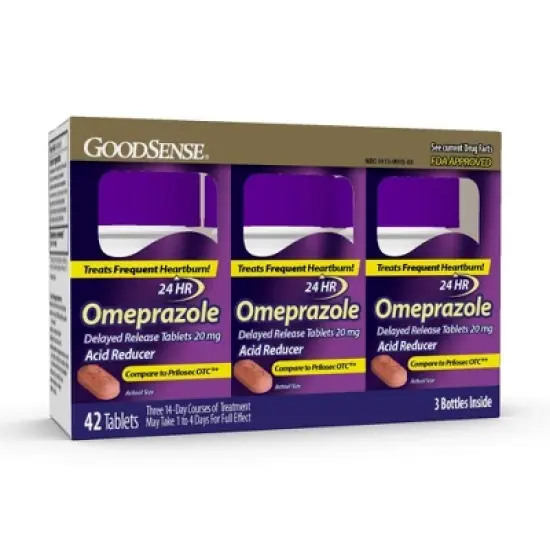 Omeprazole Delayed Release Tablets 20 mg, Acid Reducer, Treats Heartburn, 42 Count image {2}