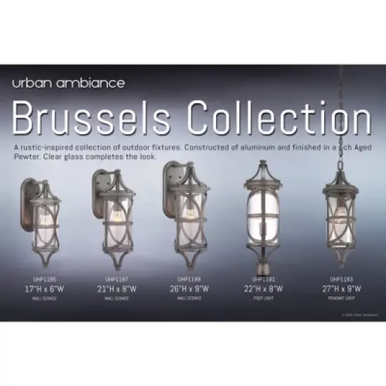 Urban Ambiance Luxury Rustic Outdoor Post / Pier Light,  26-1/2" x 9",  Aged Pewter Finish, UHP1181 image {7}